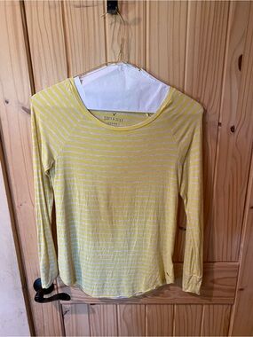 American Eagle Outfitters Yellow and White Striped Long Sleeve Tee